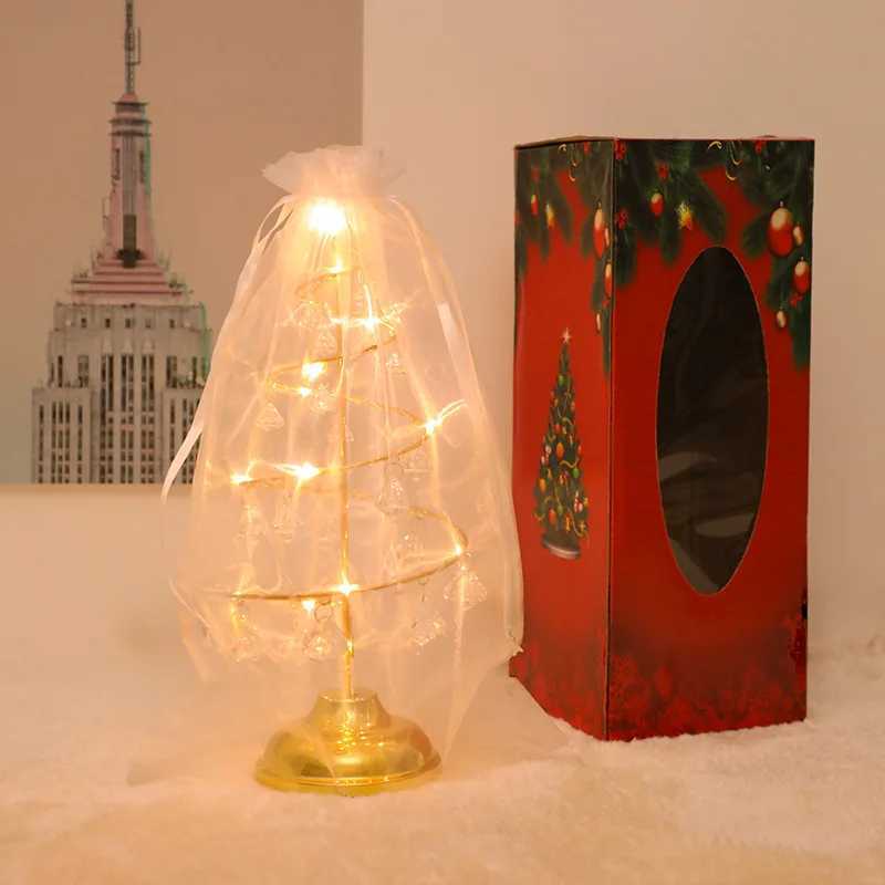 LED Christmas Tree Table Lamp Battery Power Modern Crystal Desk Decor Light Bedroom Living Room Christmas Gift Table Lights C251115