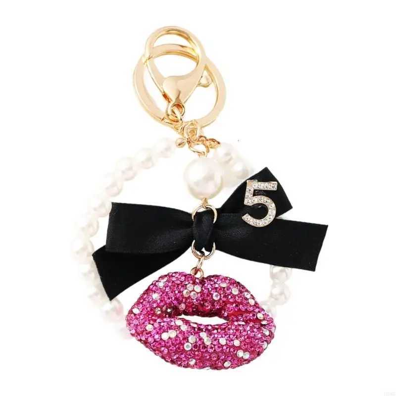 Fashion Rhinestones Lip Keychain With Bowknot Charm Elegant Bag Accessory For Women H8WF2 D250925