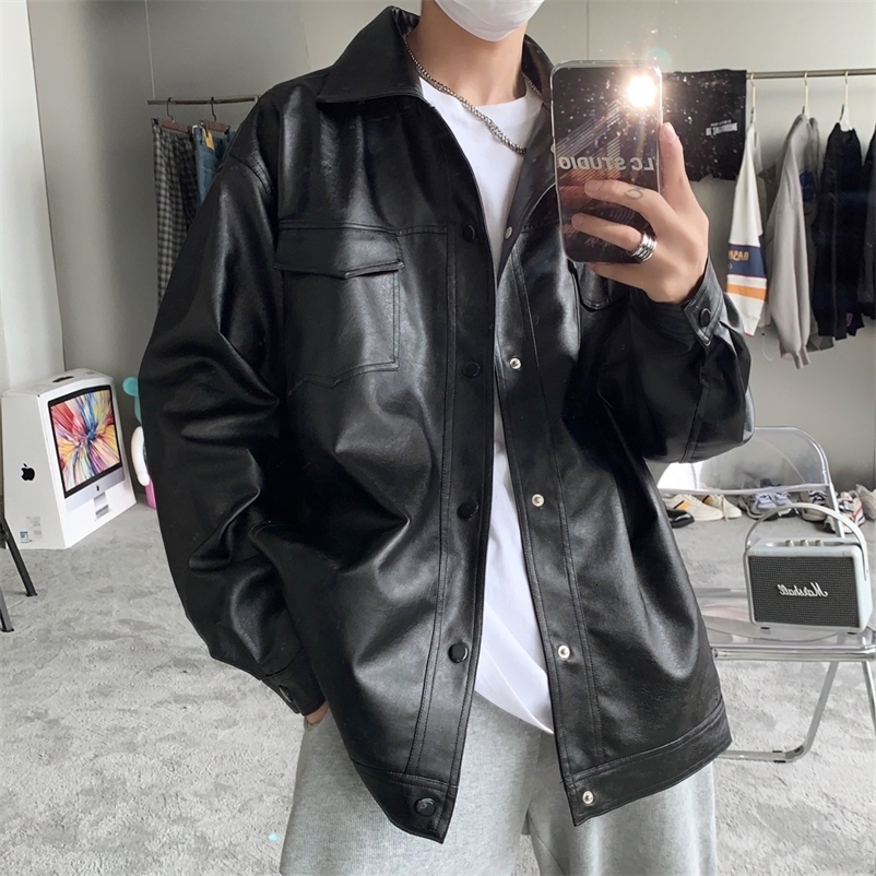 Men's Leather Faux Autumn Winter PU Jackets Men Solid Color Coat Casual Motorcycle Biker Jacket Classic Black Male Clothes Plus Size 5XL 221122