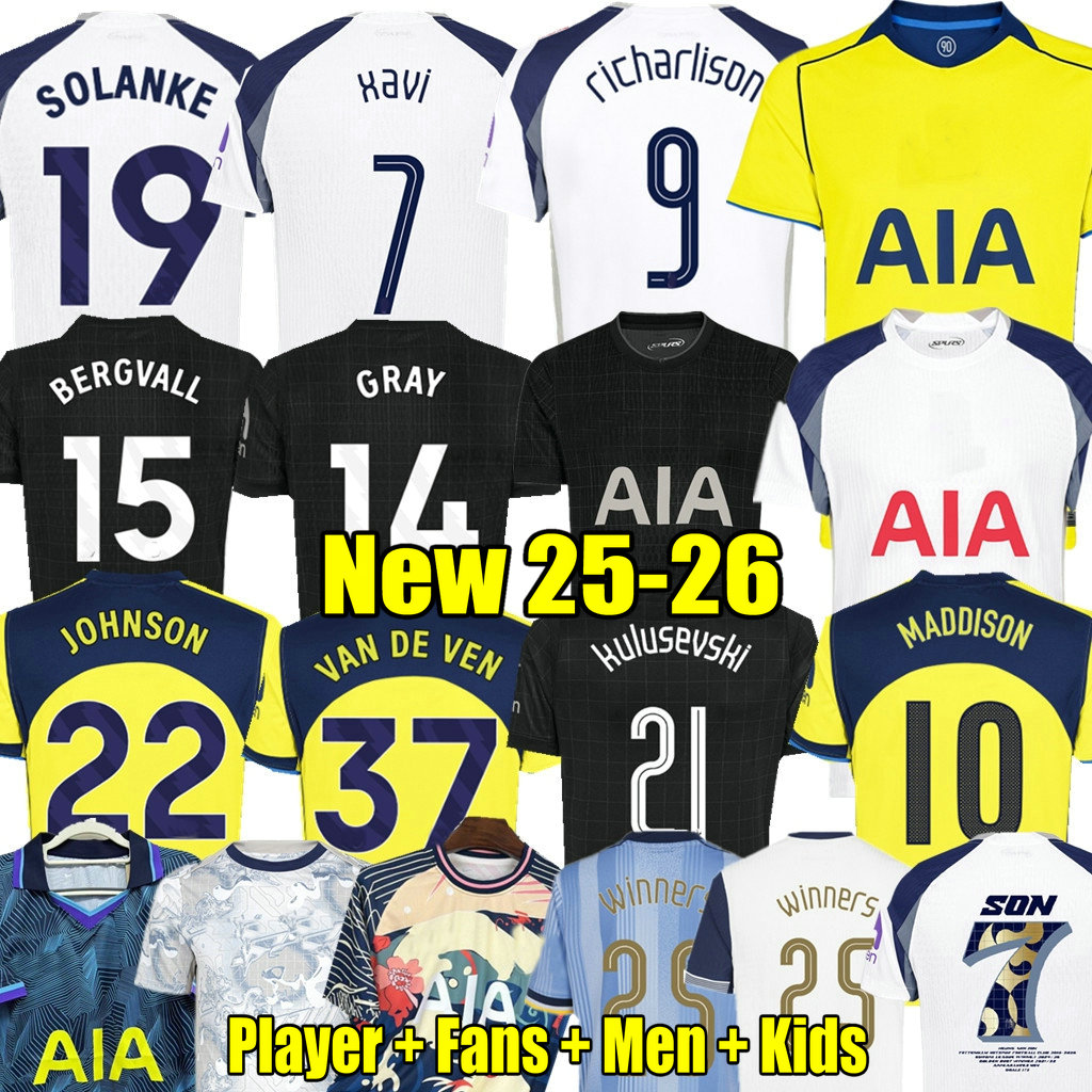 3XL 4XL 25 26 TOT SON Soccer Jersey XAVI 2025 2026 Football shirt ROMERO VAN DE VEN KULUSEVSKI BISSOUMA RICHARLISON PEDRO PORRO MADDISON VICARIO BERGVALL Men KIDS