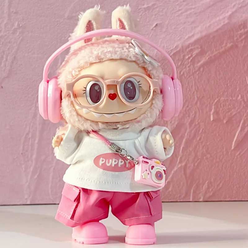For 1517cm Cute Labubu Dolls Clothes Pink Purple Earphones Tshirts Shorts Outfit Clothing Labubu V1 V2 Diy Toys Accessories C250924