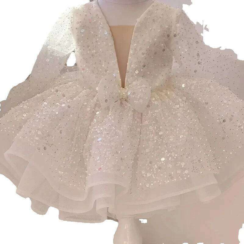 Wedding Dress Pink Flowers, Sparkling Princess Ball Dresses: Cute Fluffy Girl's Gown with Glitter and Butterfly Details for Parties J250625