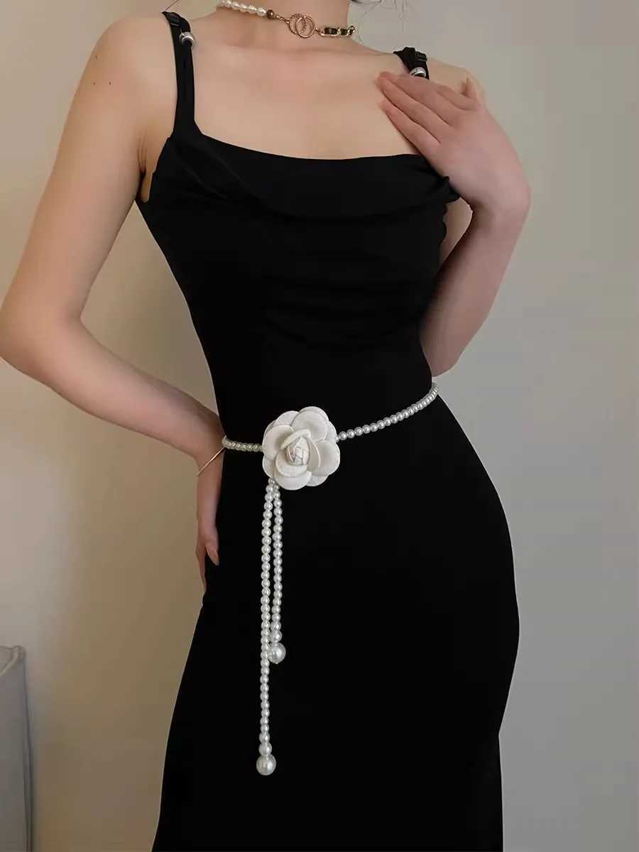 Fashion Camellia Pearl Waist Chain For Women Versatile With Skirts Sweet Decoration Thin Waist Belt To Cinch And Slim The Waist D250924