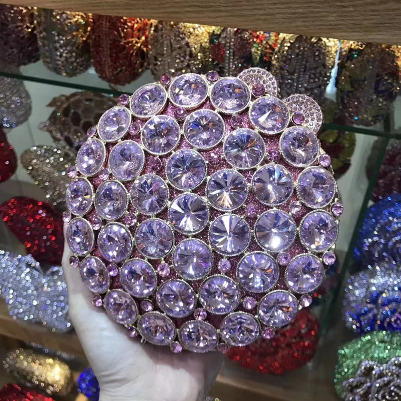 Women Light PurpleBlackGreenPink Color Big Stones Evening Clutch Bags Bridal Rhinestone Purse Party Handbags Minaudiere Bag 240727