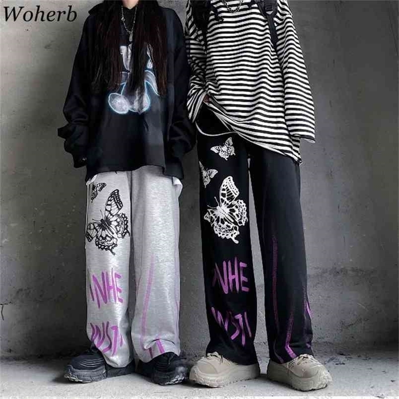 Casual Pants Women Harajuku Gothic Trousers Streetwear Vintage Korean Ins Fashion Straight Pant Bottoms 210519