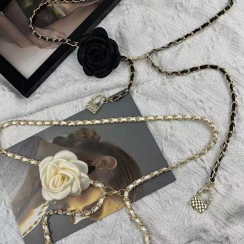 Fashion RICYGVM Camellia Flower Waist Chain For Women Thin Belt Sexy Metal Waistband Leather For Clothes Dress Decorative Girdles Straps16 D250924