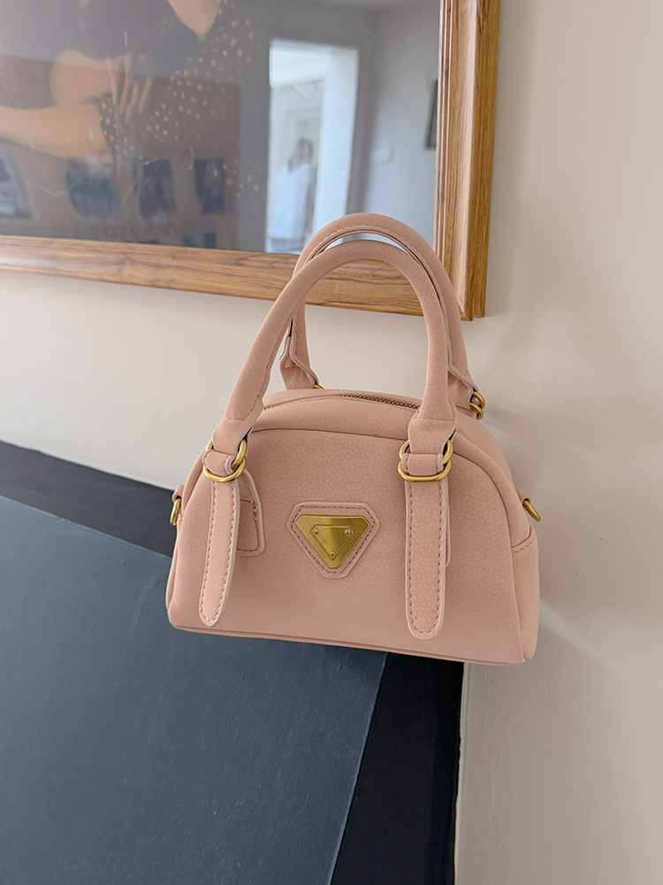 2025 Korean Style Bowling Bag Women Retro Colorblock Patchwork Shoulder Crossbody Fashion Purse 250806