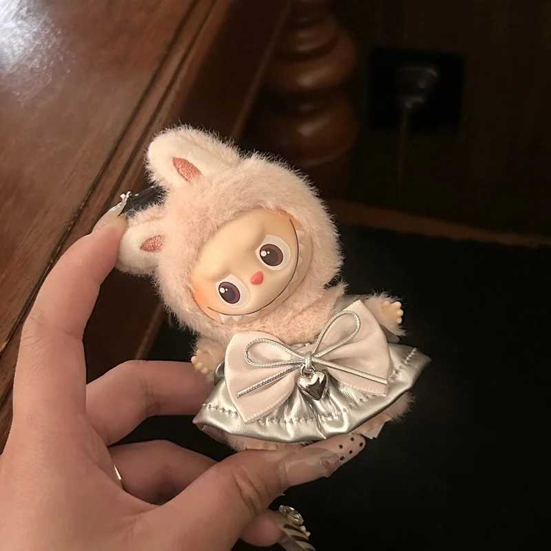 New Suitable For Labubu Clothing 40 Generation 10cm Mini Doll Clothes Cute Little Silver Skirt Suit Only Clothes No Dolls C250924