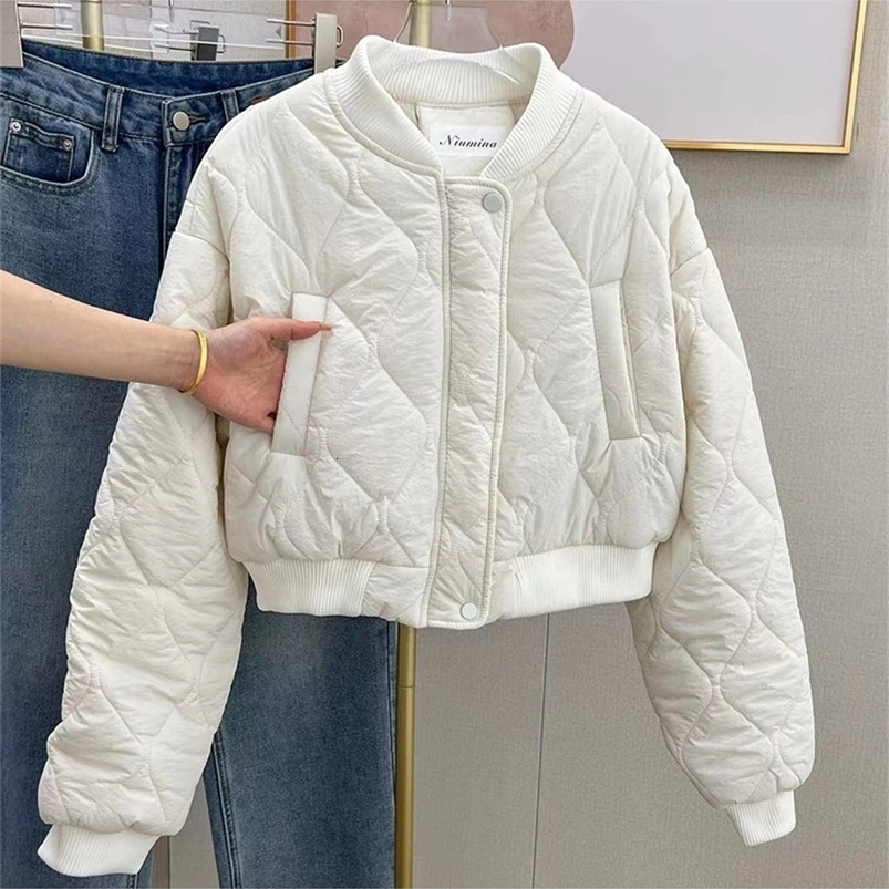 Womens White Parka Jacket Thicken Warm Cotton Jacket Harajuku Vintage Long Sleeve Padded Jackets Outerwear 2000s Clothes Winter 240914