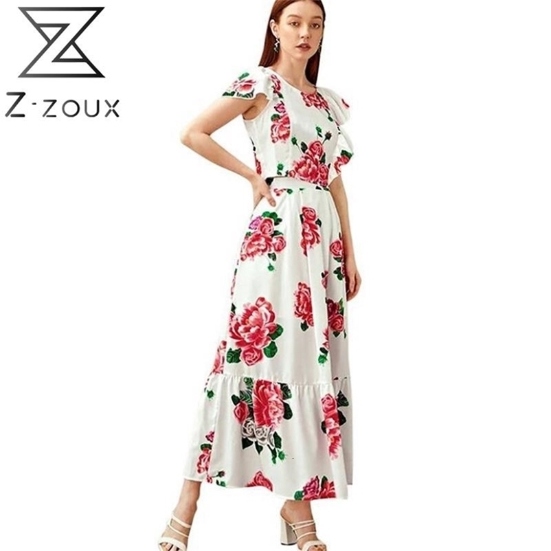 Women Set Skirt s Printing Short Tops High Waist Long Skirts Vintage 2 Piece Fashion 210513