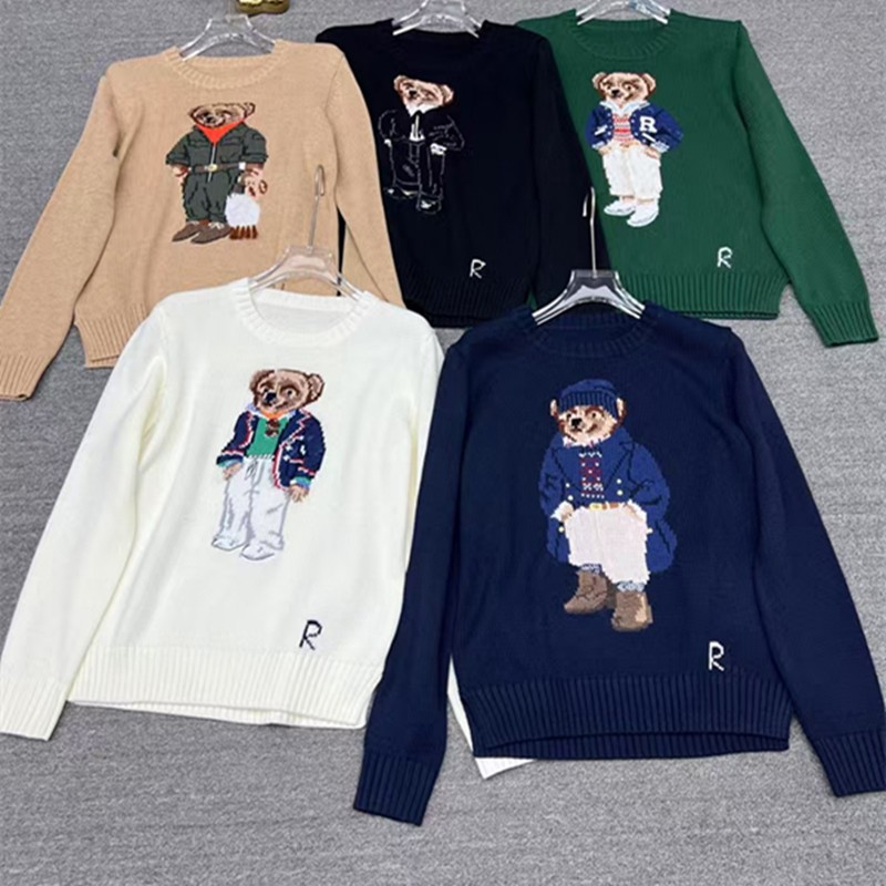 Women's Sweaters Designer High-Quality Knit Sweater Crew Neck Cartoon Pattern Casual Loose Fit Age-Reducing Style Top