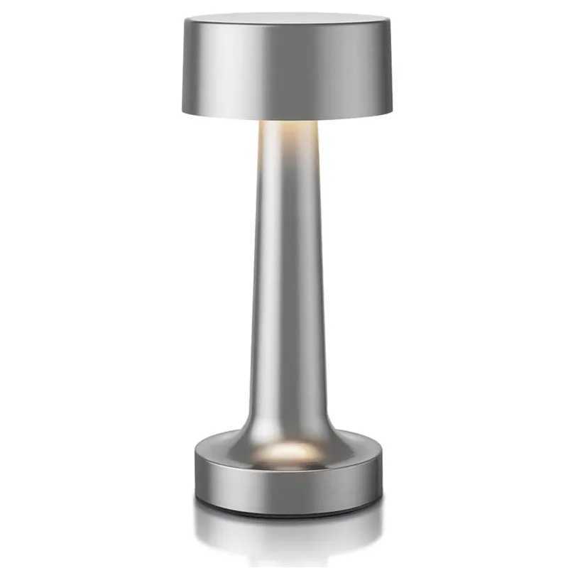 LED dumbbell desk lamp USB charging modern minimalist creative atmosphere night light bar metal tapping lampSilver C251115