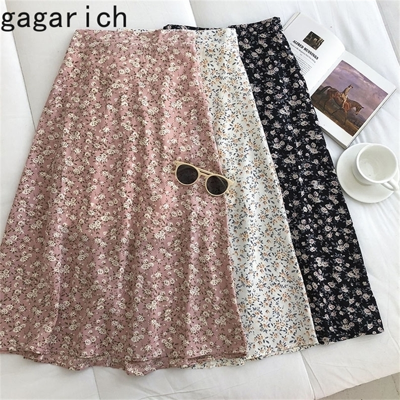 Gagarich Woman Skirt Summer Korean Ins Fashion Temperament Gentle Vintage Floral Slim Versatile High Waist Female Skirt 220701
