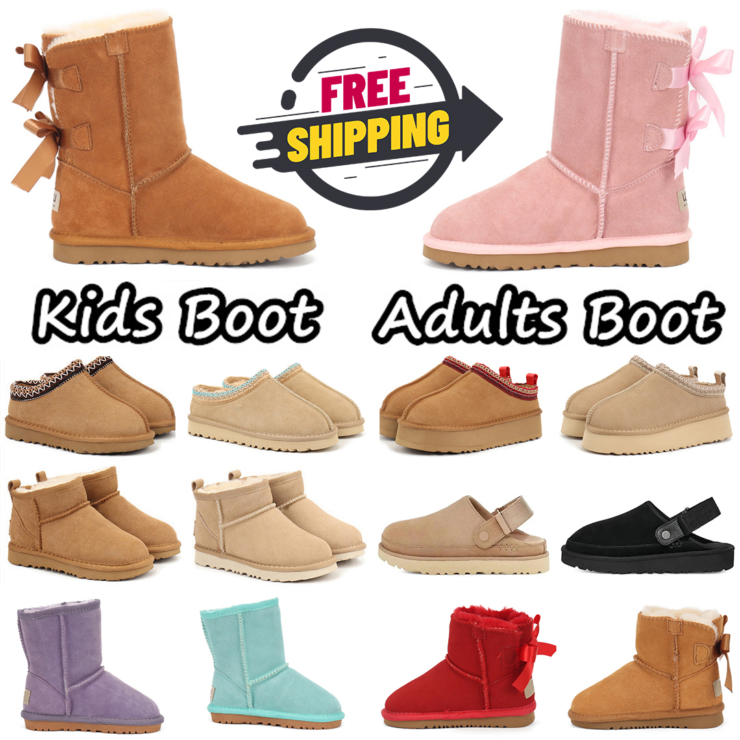 Free Shipping Designer Kid Boot Toddler Boots Kids Tasman Slippers Baby Australia Child Snow Boot Children Boys Girls Winter Boot Classic Ultra Mini Boot with Bowtie