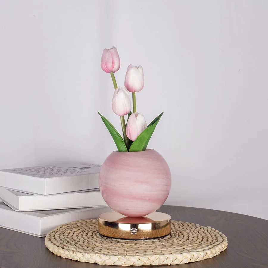 Tulip LED Night Light USB Rechargeable Desk Decor Lamp Simulation Bouquet Table Lamp Bedroom Bedside Atmosphere Light Ornaments C251115