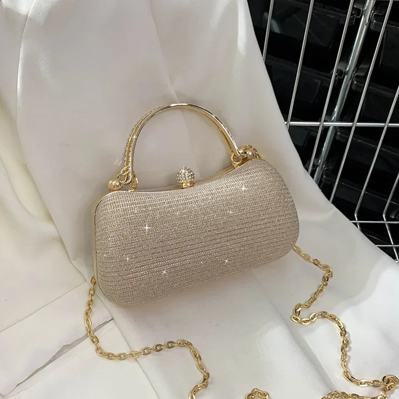 Fashion Gold Diamond Evening Bag y Handbag Agent Chain Womens Shoulder Cross Body Wedding Party Clutch 240817
