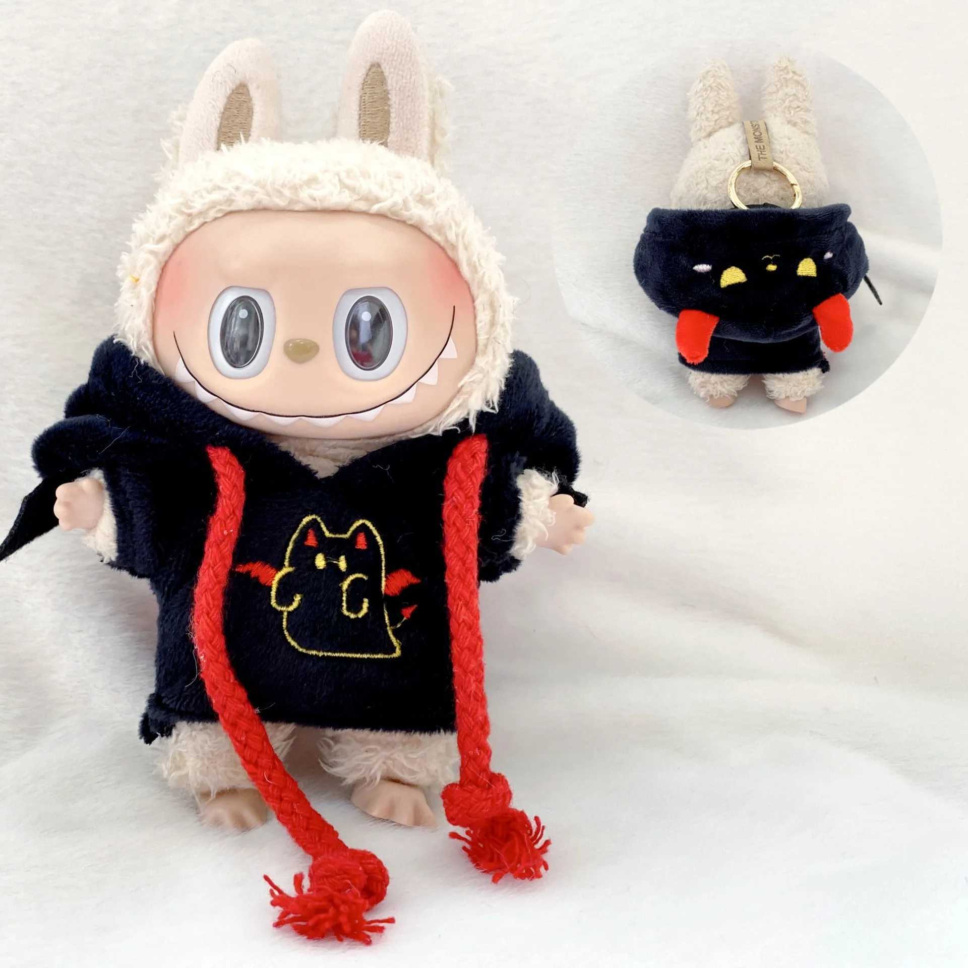 Labubu Doll Clothing 17cm Universal Halloween Bat Little Devil Hoodie Accessories For Labubu III Idol Dolls Sitting Party C250924