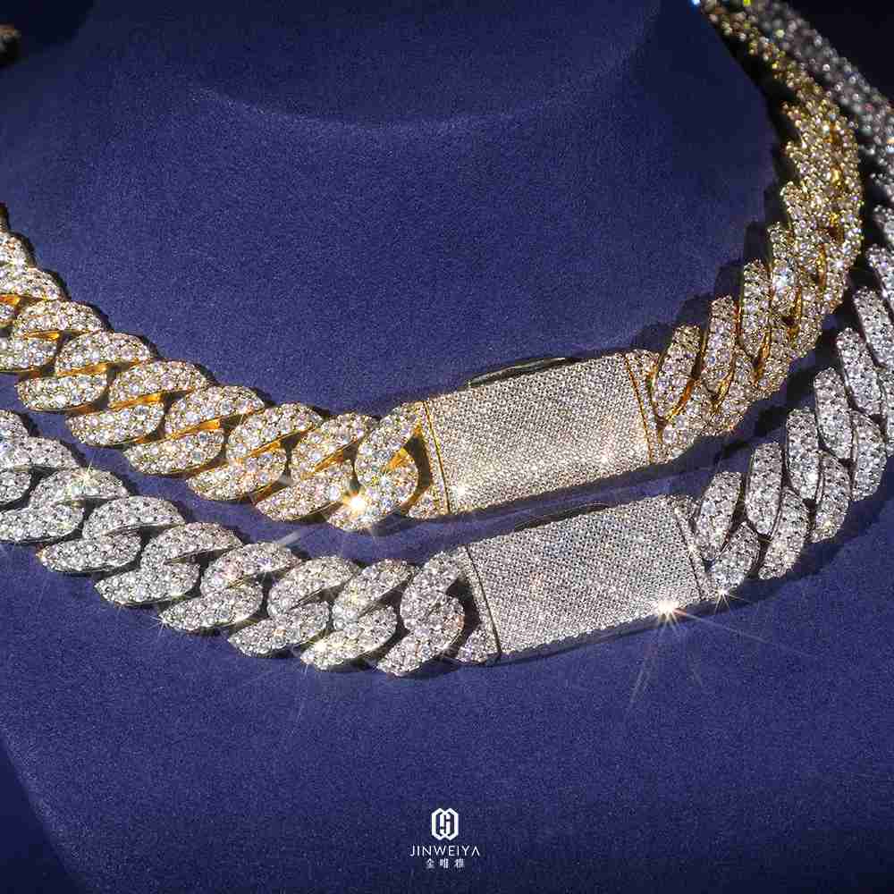 Fine Jewelry Hip Hop Iced Out Vvs Moissanite Miami Cuban Link Chain Necklace for Men