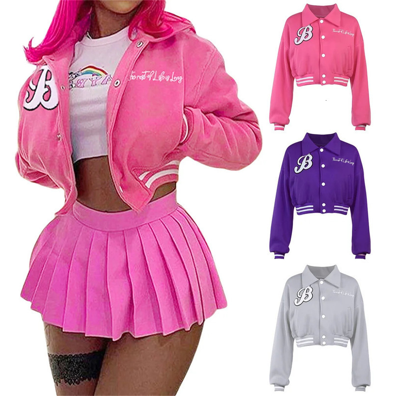 Womens Baseball Jacket Letter Fashion Embroidered Coats Long Sleeve Lapel Short Jackets Autumn Fashion 250116
