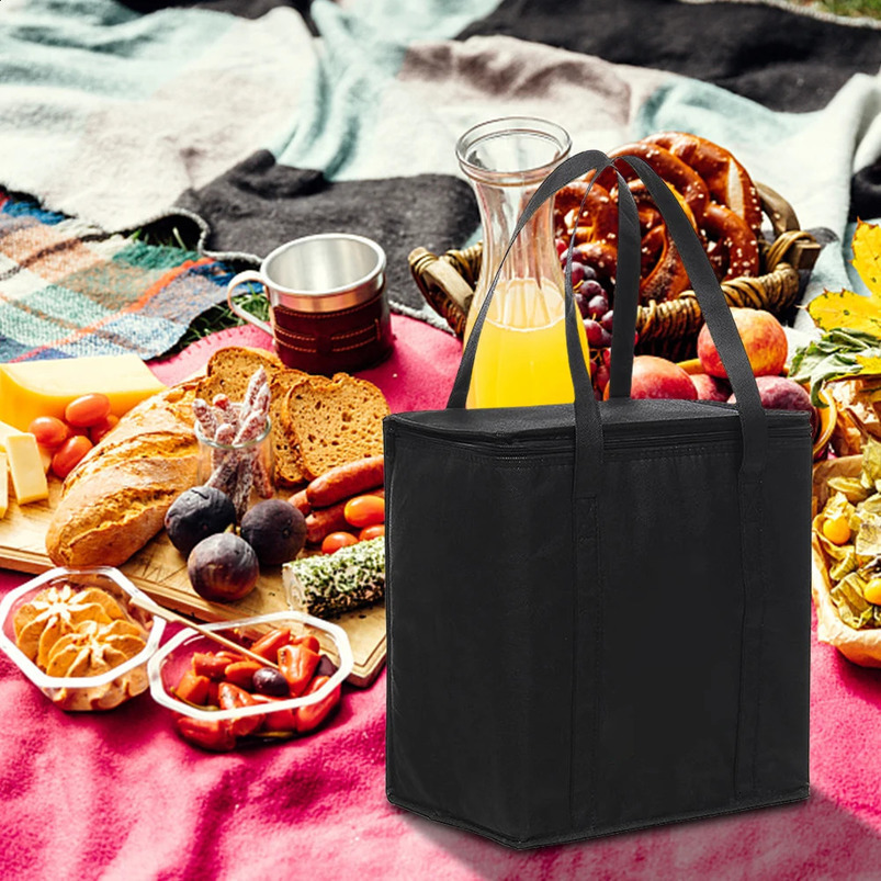 Beverage ice insulated cooling bag car lunch cooler foldable portable zipper freezer 240910