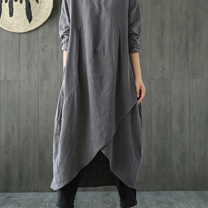 Casual Dresses ZANZEA Women Autumn Long Sleeve Irregular Hem Loose Solid Midi Dress Vintage Vestido Casual Party Tunic Dresses Robe Sundress 230131