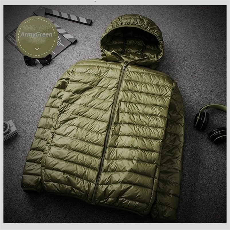 90% white duck down hooded jacket Parka mens portable jacket mens jacket autumn ultra-thin jacket 240930