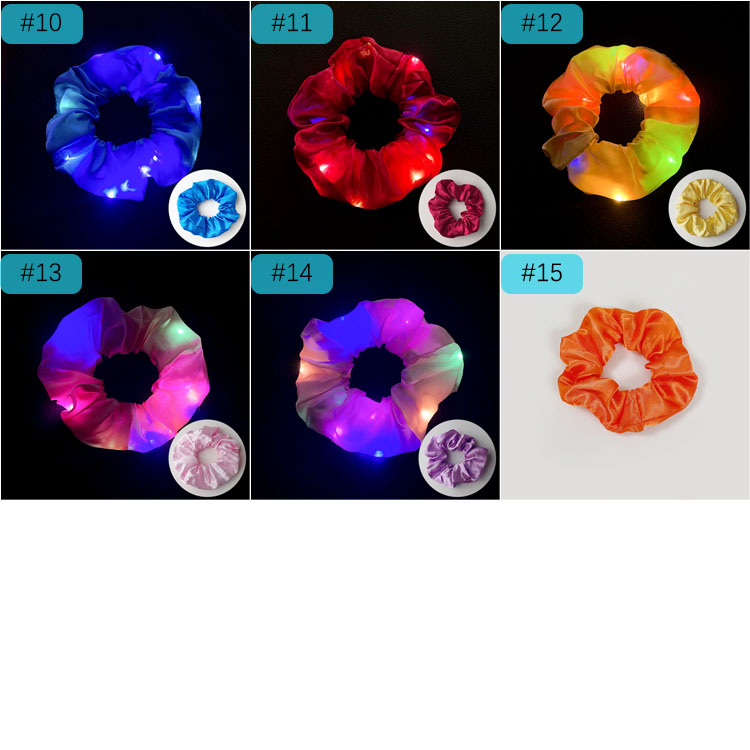 Hair Accessories Light Up Scrunchies For Girls Led Hair Ties Woman Ponytail Holder Scrunchy Bands Hairbands Party Supplies Halloween M4356