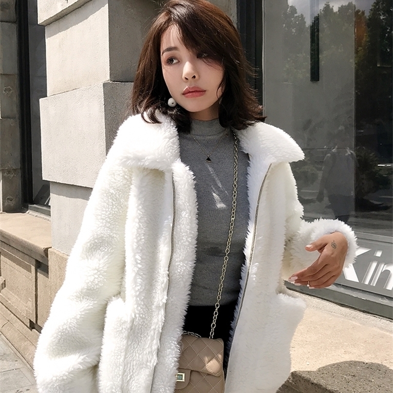 natural wool coat Women wool jacket with zipper winter wool overCoat suede lining very warm big size F1251 201019