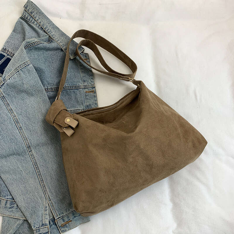 2024 New Fashion Versatile Single Shoulder Tote Relaxed Large Capacity Lazy Style Suede Pillow Bag