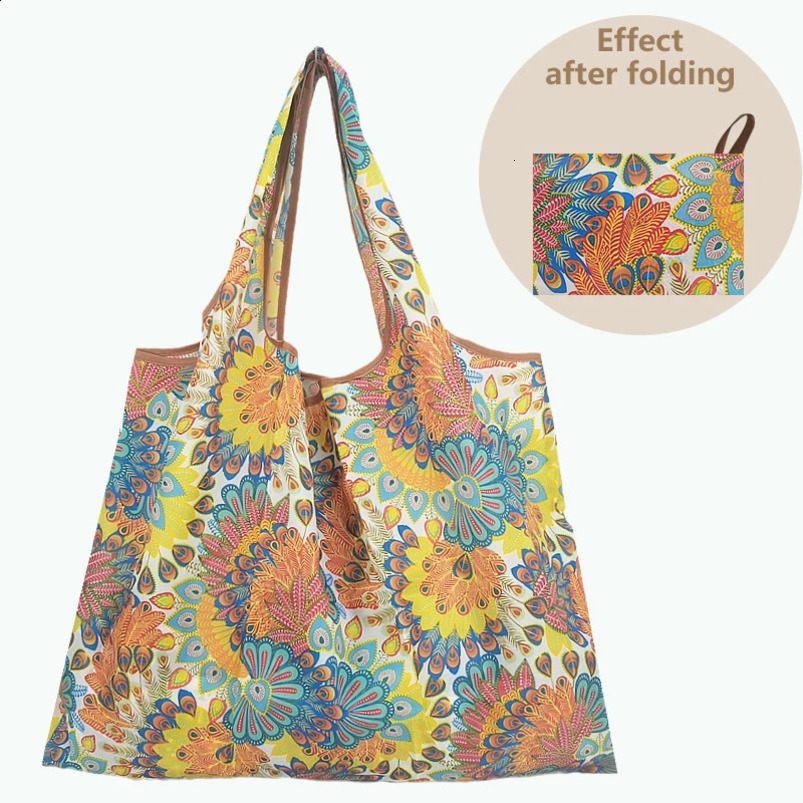 Nylon environmentally friendly shopping bag hard portable cartoon Kawaii travel grocery reusable foldable large hand washing 240820