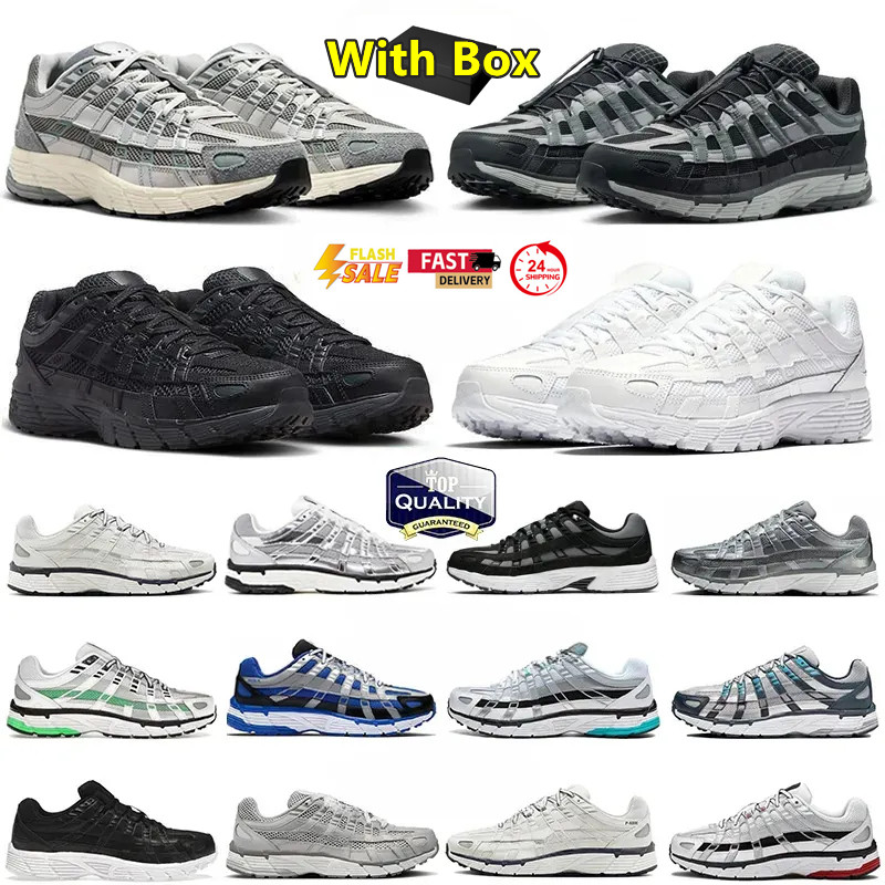 With Box p6000 designer running shoes for men women sneakers triple black white anthracite grey metallic sier racer blue womens outdoor sport trainers 3645