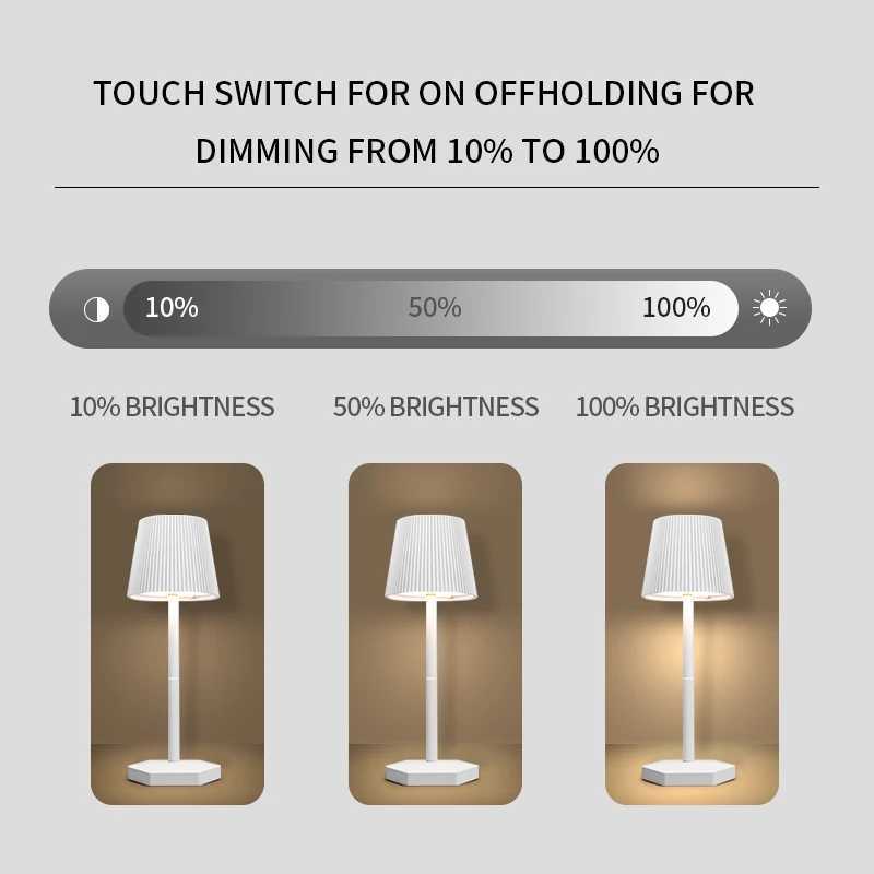 New Rechargeable LED Table Lamp Touch Switch 3 Levels Dimmable Desk Lights Bar Club Dinner Creative Decorative Ambient Lighting C251115