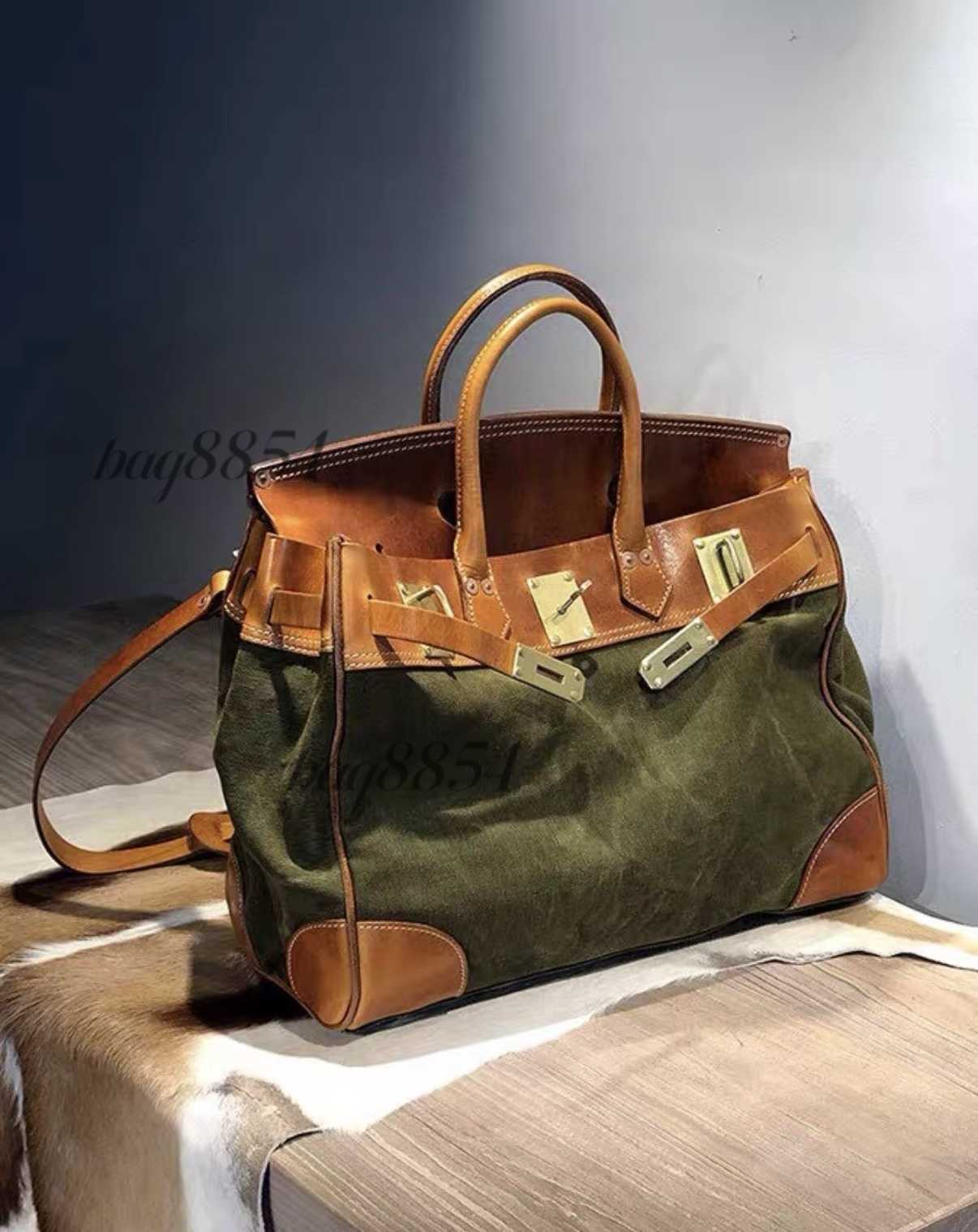 Handmade Leather Handbag Vegetable Tanned Cowhide Shoulder Bag For Travel Crossbody Use