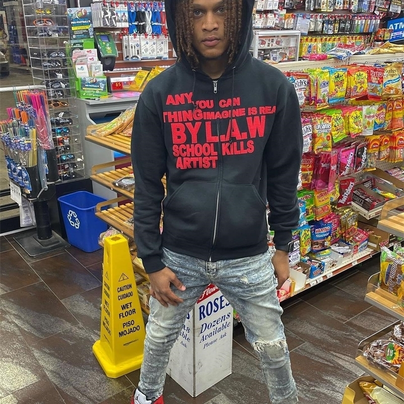 Men's Hoodies Sweatshirts Men's top zipper cover Harajuku printed loose vintage Y2K graphic women's street clothing hoodie oversized to