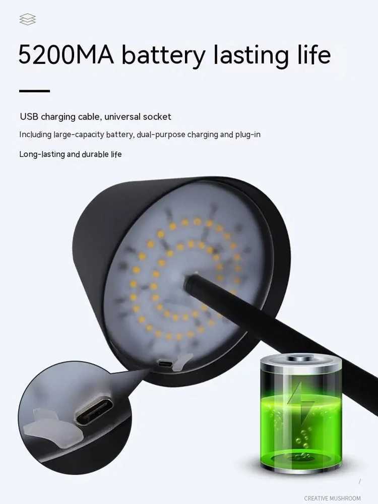 Rechargeable LED Table Lamp Touch Switch 3 Levels Dimmable Desk Lights Bar Club Dinner Creative Decorative Ambient Lighting C251115
