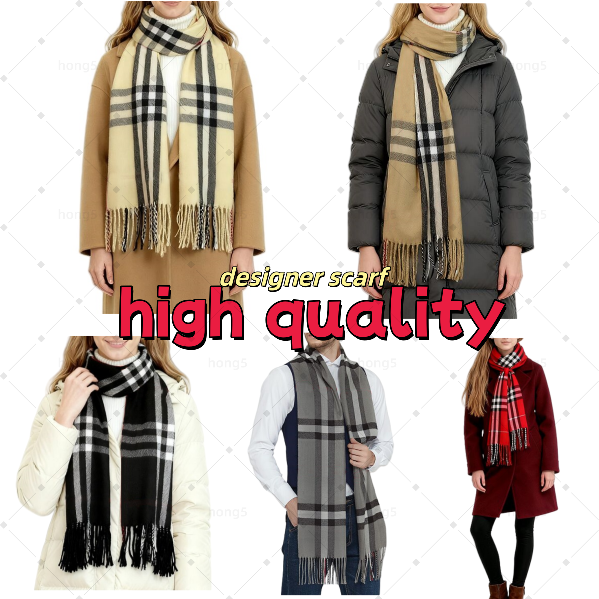 Kaki Designer pour les femmes Cachemire Designers Sjaal Hiver Longue Echarpe Chaud Schal Gland Écharpe Hommes Populaire Casual Élégant Classique