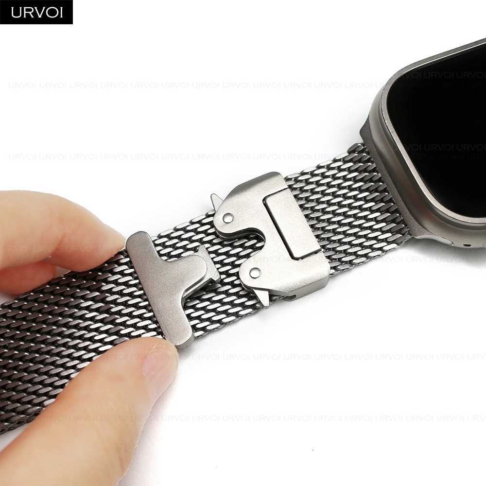 URVOI Band for Watch Ultra 3 2 Series 11 10 9 8 SE stainless steel mesh strap for iWatch secure parachute buckle 46 49mm Z250924