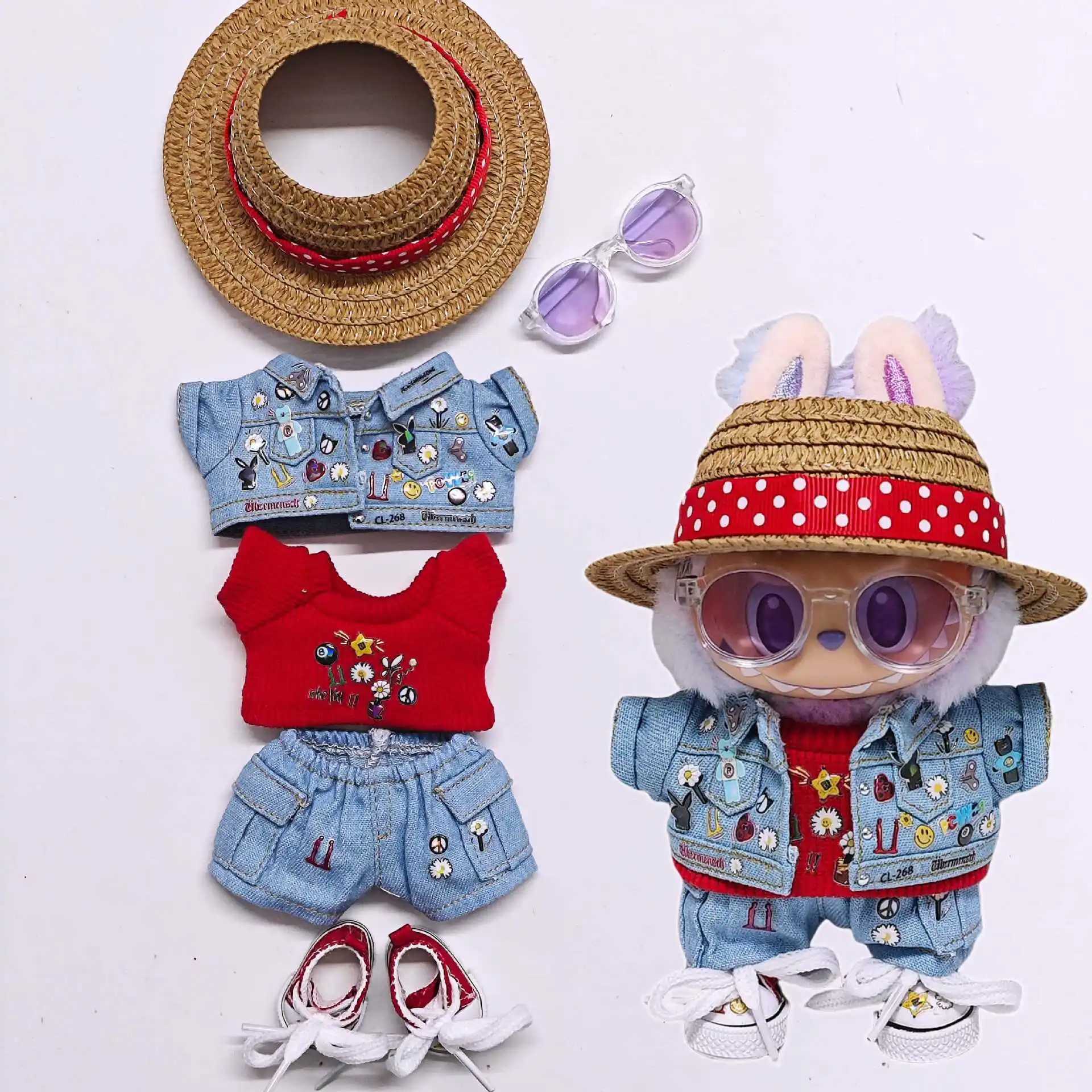 For 1517cm Labubu Doll Kpop Idol Gd Concert Same Clothes Set Labubu 30 Diy Clothing Accessories GDragon Same style Trend suit C250924