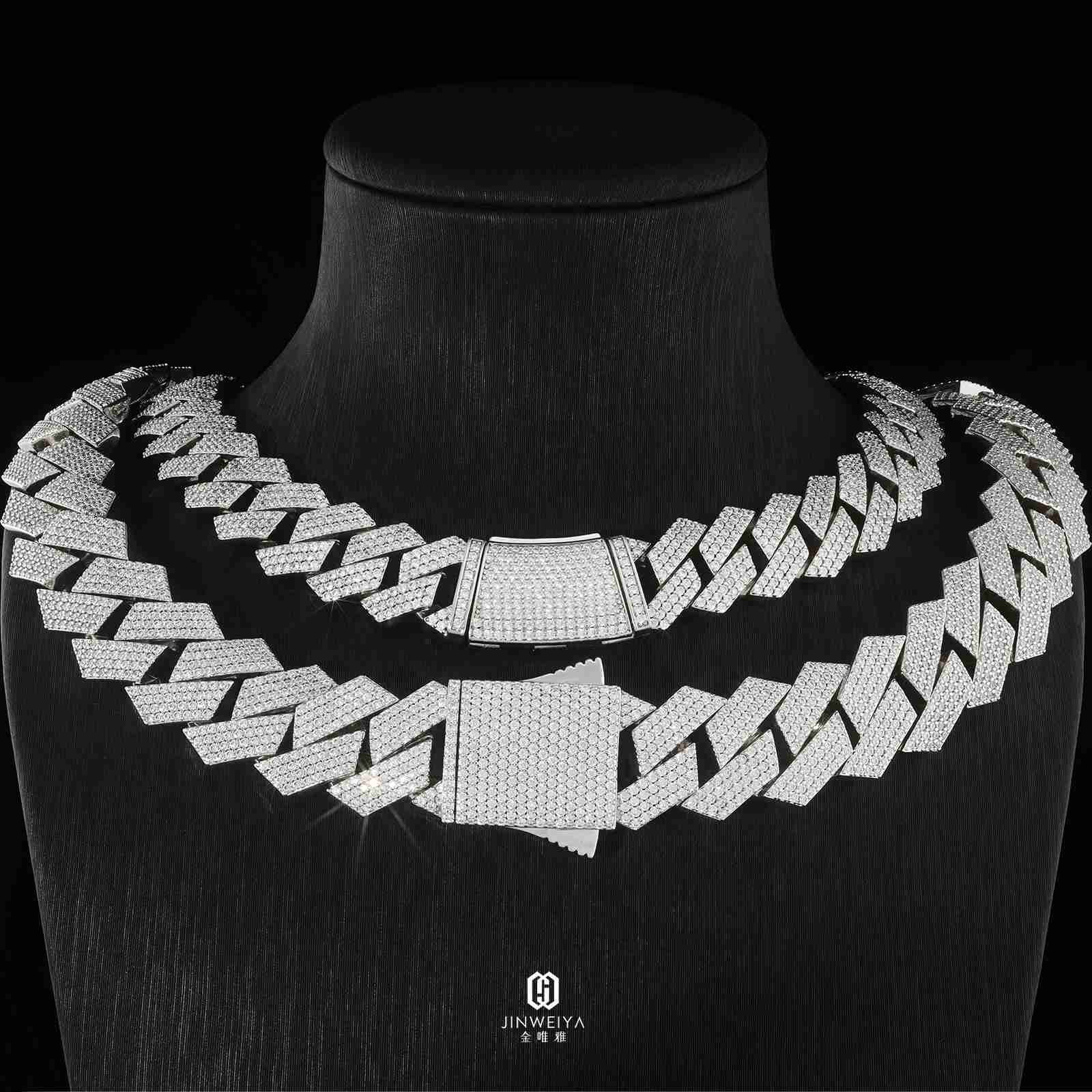 High Jewelry Mens VVS Moissanite Necklace 925 Silver 15mm 18mm Cuban Link Chain Iced Out Style