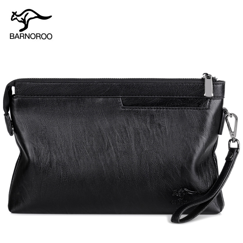 New Korean Style Mens Handbag Large Capacity Clutch Bag Envelope Bag Soft Leather Casual Underarm Bag