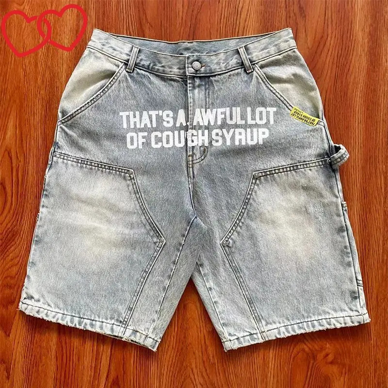 Summer Mens Denim Jeans Thats A Awful Lot of Cough Syrup Shorts Men Y2k Straight Leg Wide Leg Cough Syrup Short Pants for Men 250922