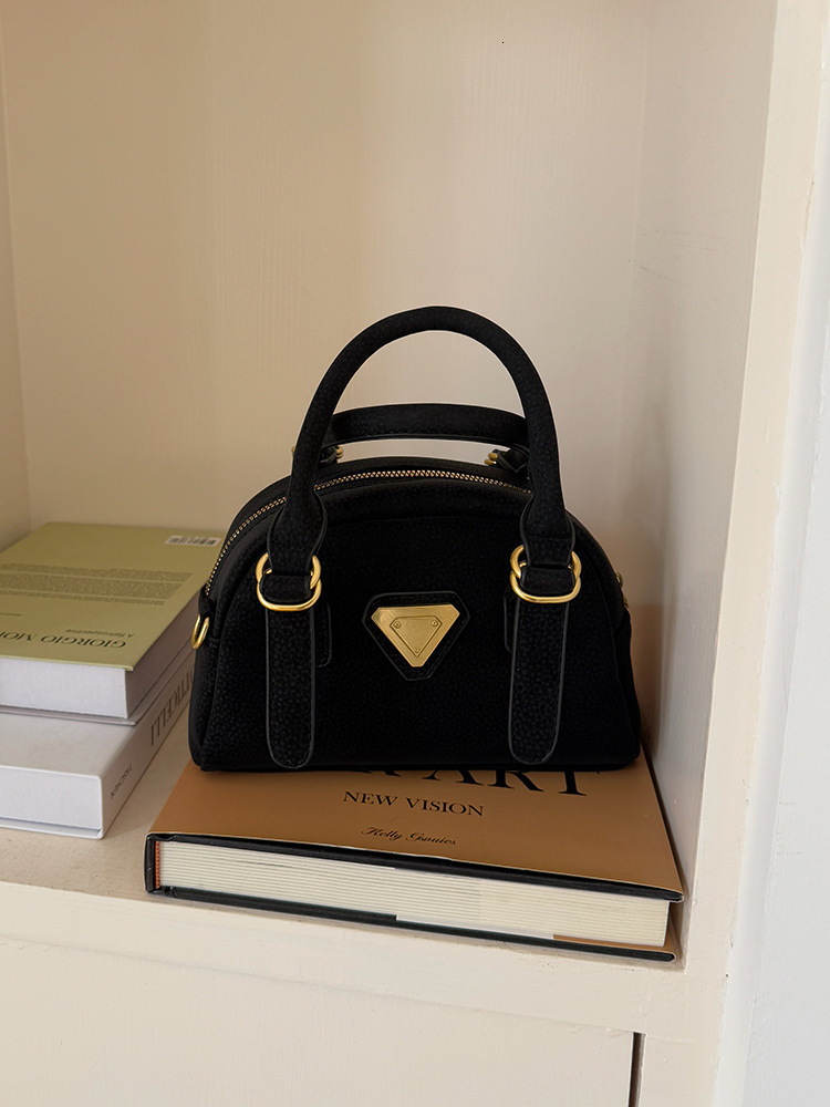 2025 Korean Style Bowling Bag Women Retro Colorblock Patchwork Shoulder Crossbody Fashion Purse 250806