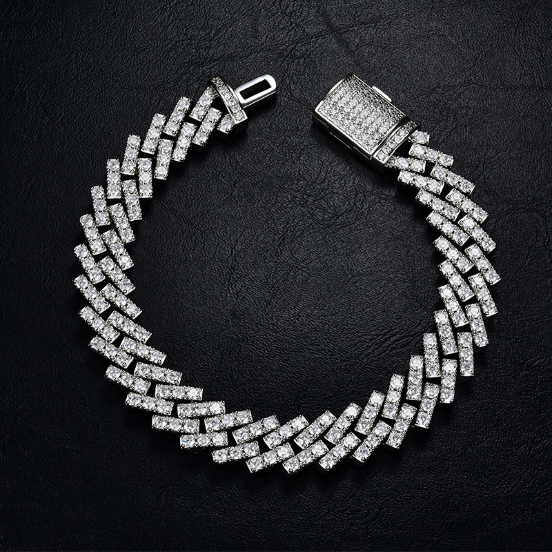 JWY Customized Trend High Quality 925 Sterling Silver Man Hip Hop Jewelry Iced Out VVS Moissanite Bracelets Fashion Chain Link Bracelets