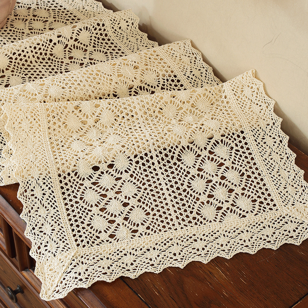 Table flag home bedside table TV cabinet dining sideboard drawer cabinet hollow cotton thread crochet cover cloth CMXT01 - view 5