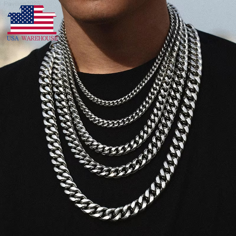 Non Tarnish Free Waterproof Gold Plated Filled Sterling SilverCuban Chain Mens Hip Hop Jewelry Cuban Link Chain Necklace