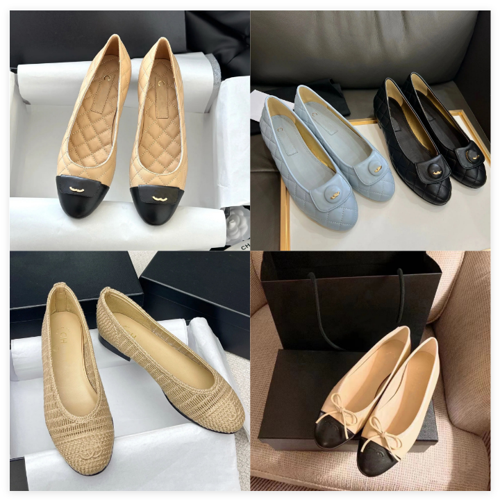 Paris designer Ballet Flats Shoes Women brands Quilted Genuine Leather Slip on Ballerina Round Toe Ladies Dress Shoes Zapatos De Mujer