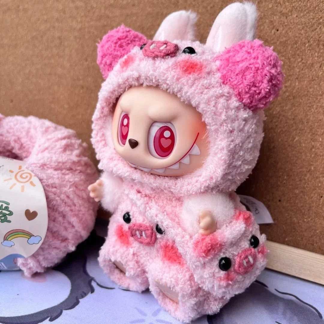 Cute Pink Pig Set Ropa Labubu Outfit Doll Clothes Labubu Clothes Outfit Hoodies Color Match Hoodies Dolls Accessories C250924
