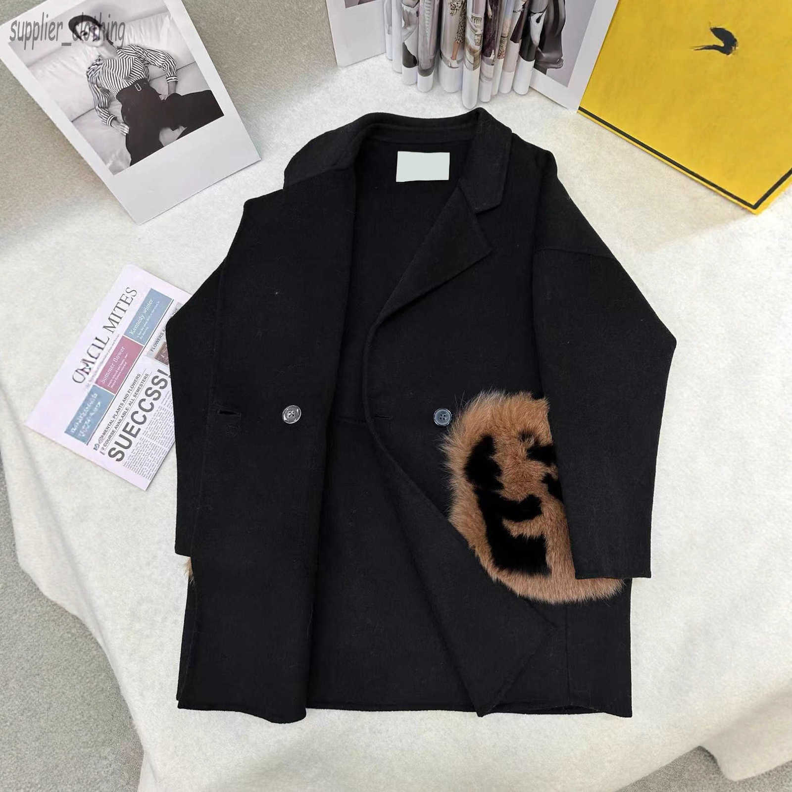 Women's Jackets designer Autumn Winter Double-Sided Wool Suit Collar Mid-Length Coat 100% Soft and Fluffy Fur Pocket TBY5