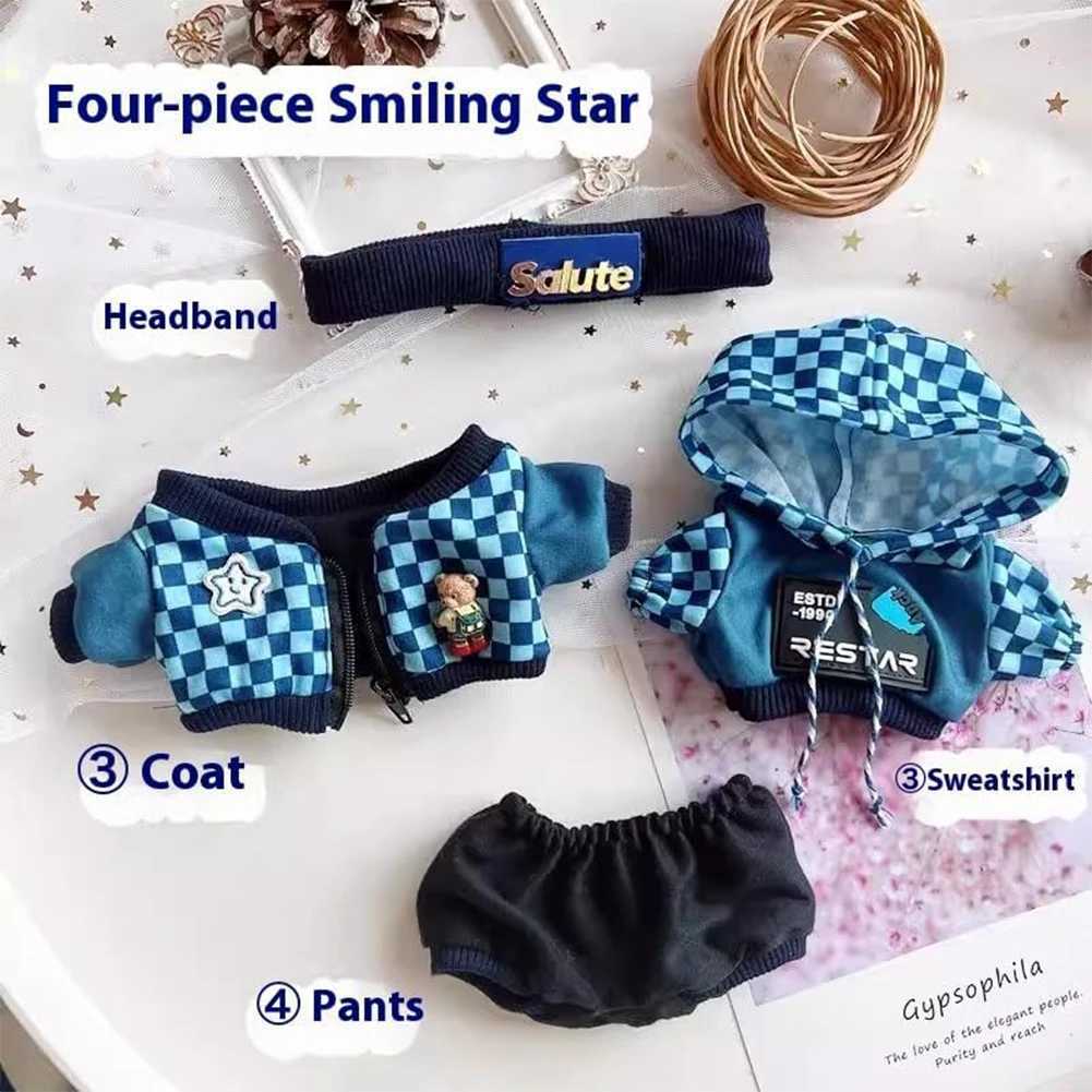 for Labubu 17cm Doll Clothes Mini Plush Dolls Outfit Clothes Headband Hoodie Coat Trousers for Korea Kpop Exo Labubu Dolls Cloth C250924