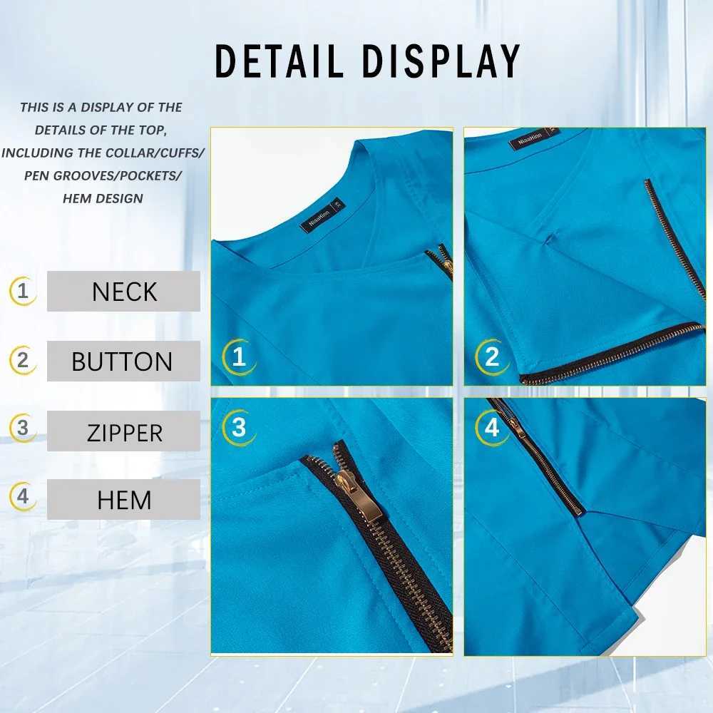 Medical Apparel Scrubs Uniforms Women Short Sleeve Clinical Workwear Surgical Uniforms Hospital Clothing with Pockets L250922